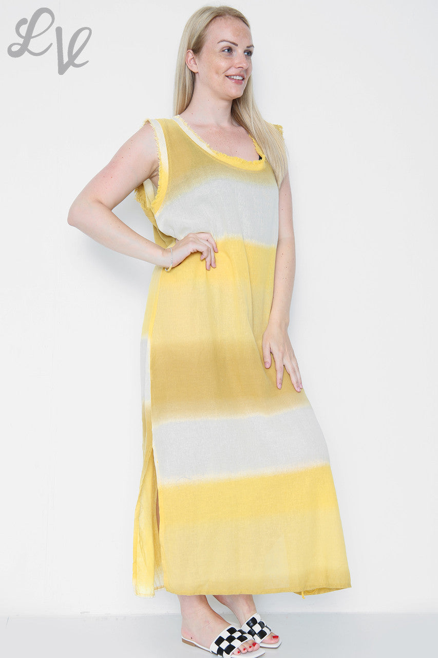 Dames Ombre Mouwloze Jurk Mosterd Prijs per eenheid £ 14,99