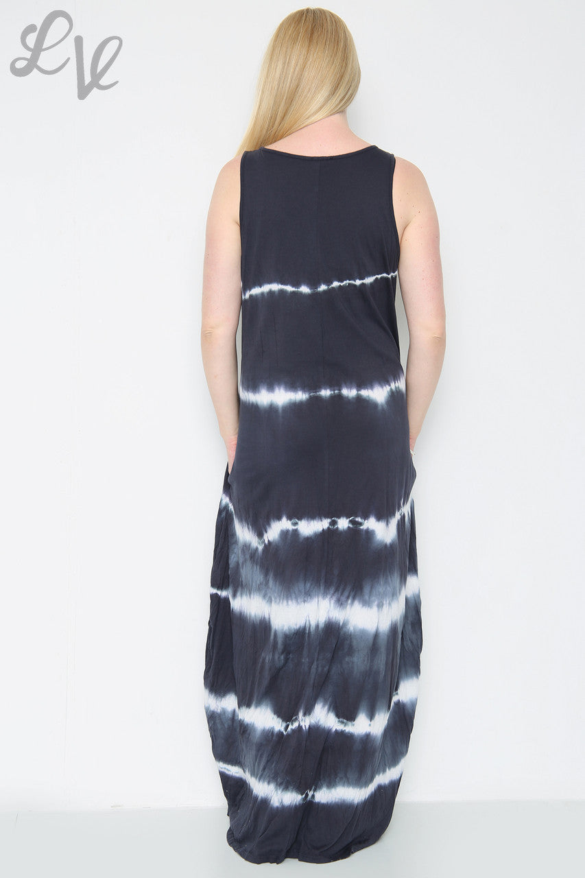 Dames Tie Dye Maxi Jurk Marineblauw Prijs per stuk € 9,99