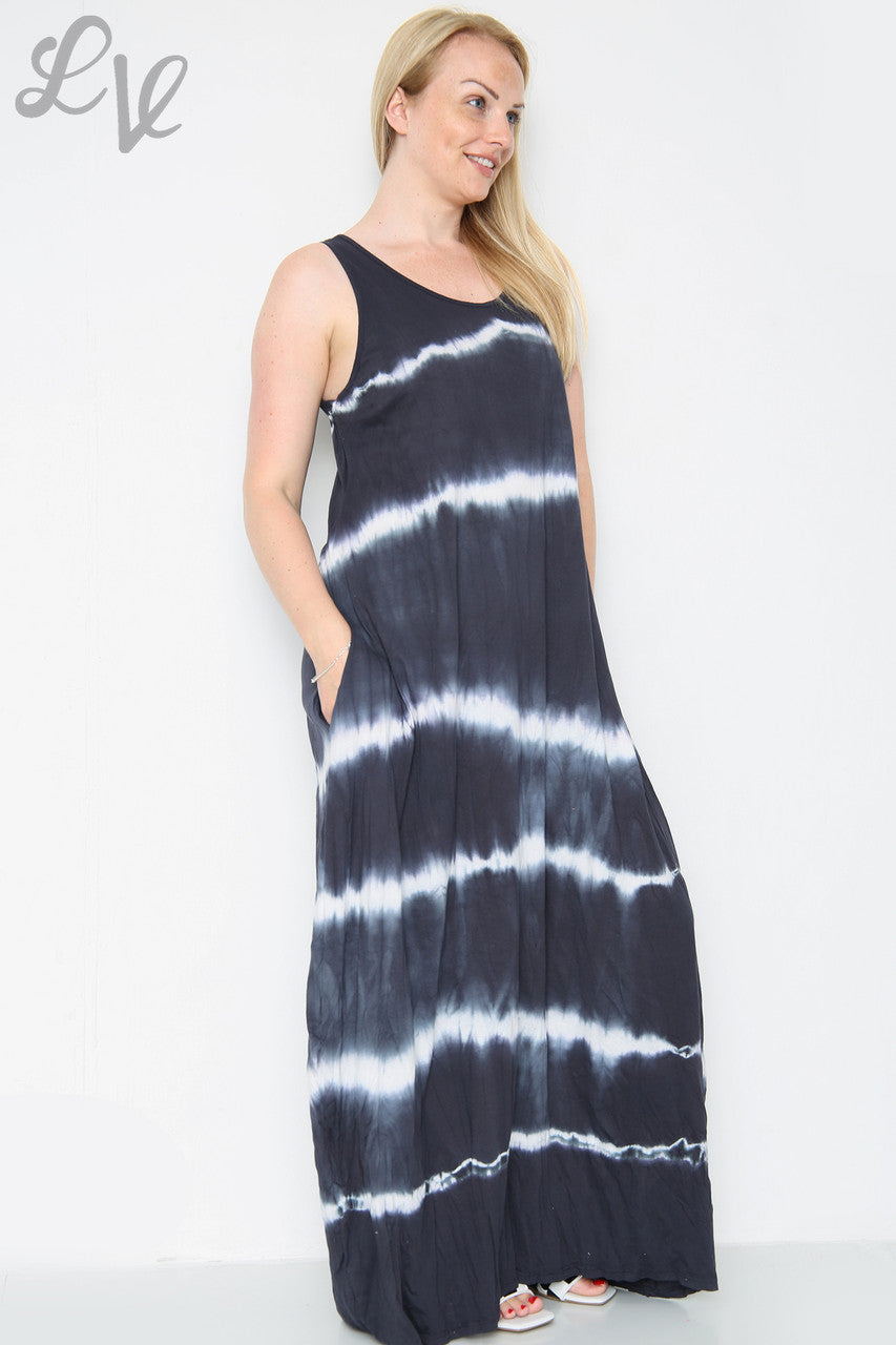 Dames Tie Dye Maxi Jurk Marineblauw Prijs per stuk € 9,99