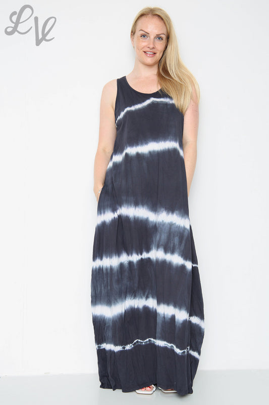 Dames Tie Dye Maxi Jurk Marineblauw Prijs per stuk € 9,99