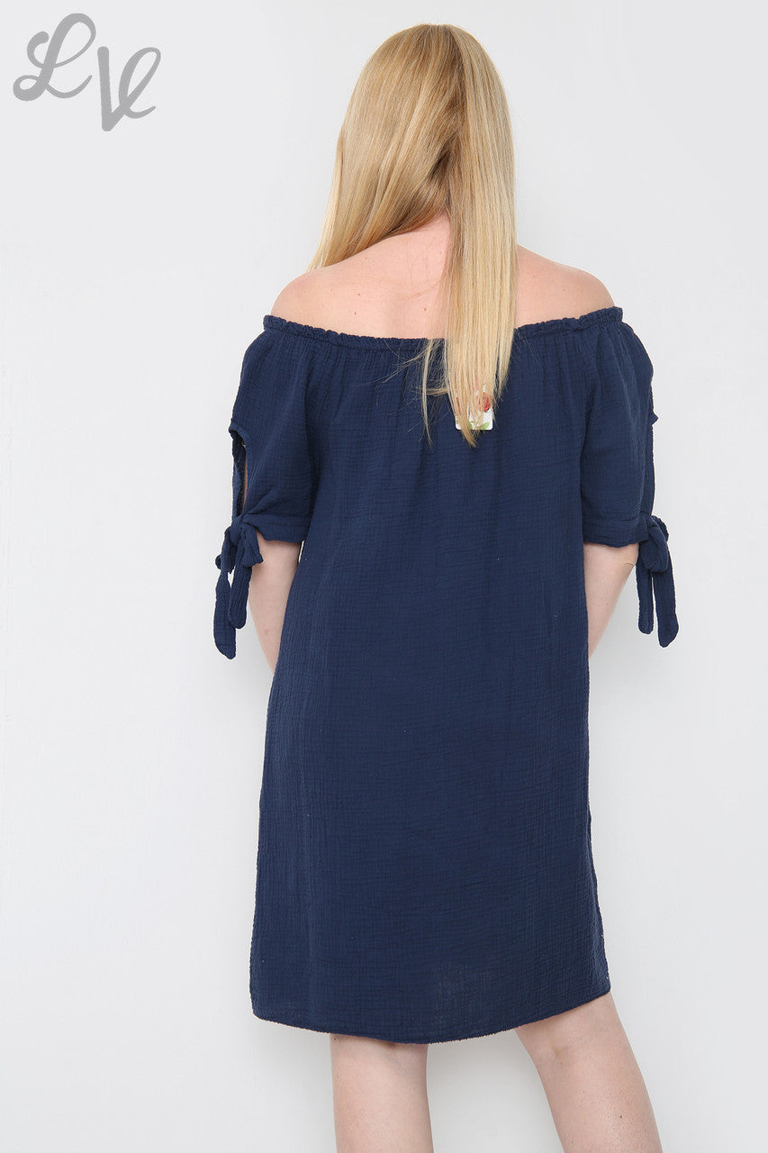 Dames Effen Gypsy Jurk Marineblauw