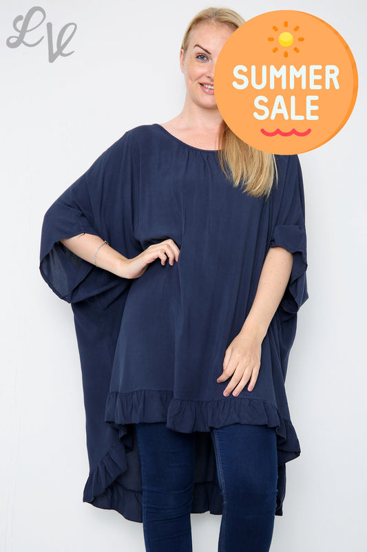 Ladies Plain Floaty Top Navy Unit Price WAS £10.99 NOW £7.99