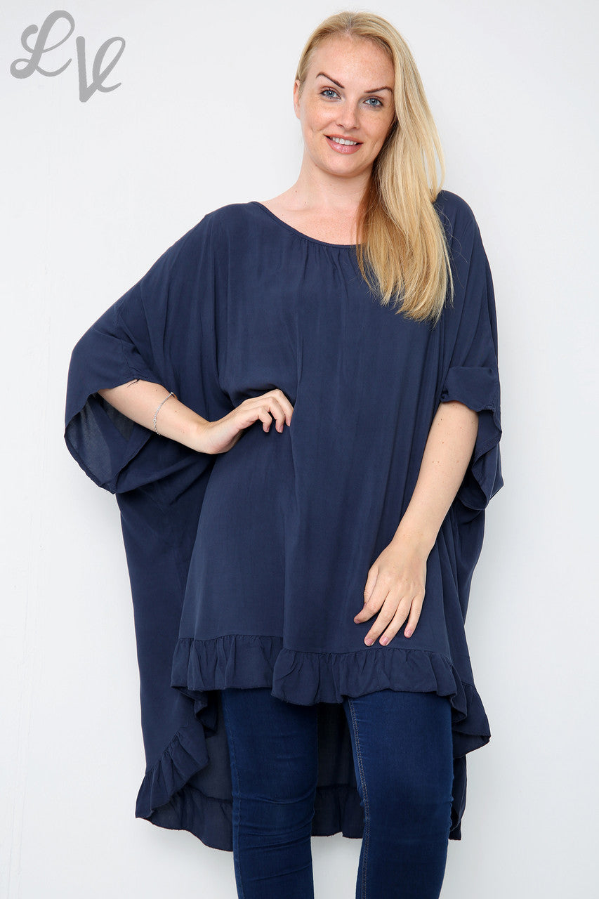 Dames Effen Wijdvallende Top Marineblauw Stukprijs WAS € 10,99 NU € 7,99