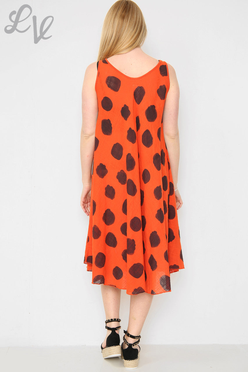 Dames Stippen Swingjurk Oranje Prijs per eenheid €11,99