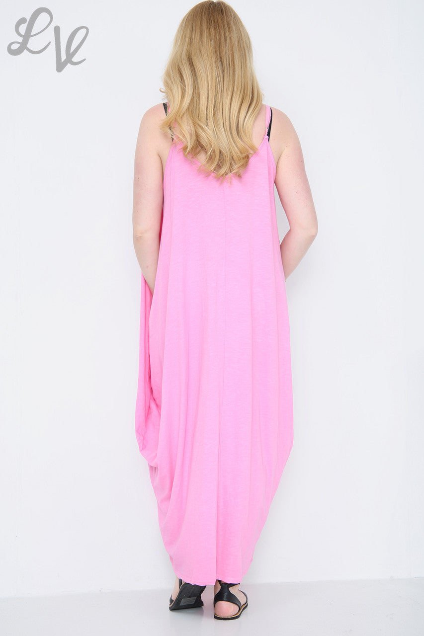 Ladies Strappy Balloon Dress Pink Unit Price £10.99