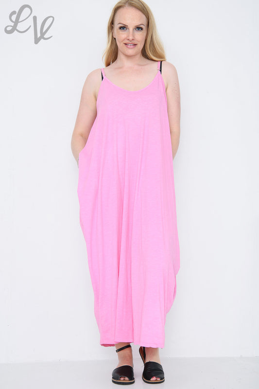 Dames Jurk met Spaghettibandjes en Ballonrok Roze Prijs per stuk € 10,99