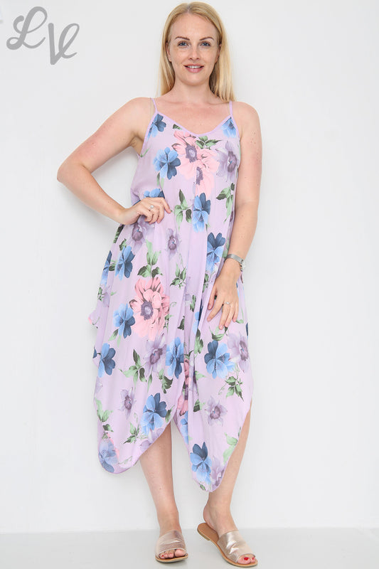 Damesjurk met bloemenprint en spaghettibandjes paars Eenheidsprijs € 8,99