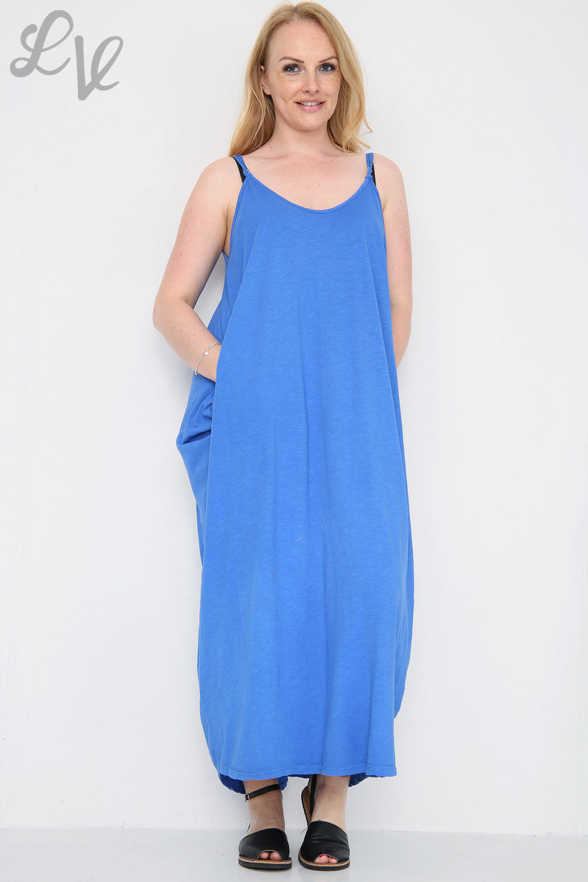 Ladies Strappy Balloon Dress Royal Blue Unit Price £10.99