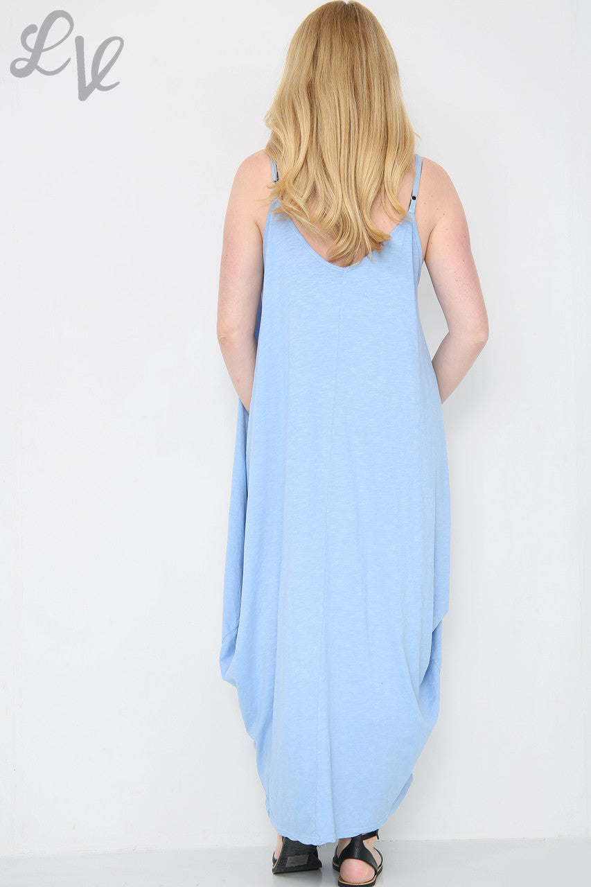 Dames strappy ballonjurk hemelsblauw eenheidsprijs £10,99
