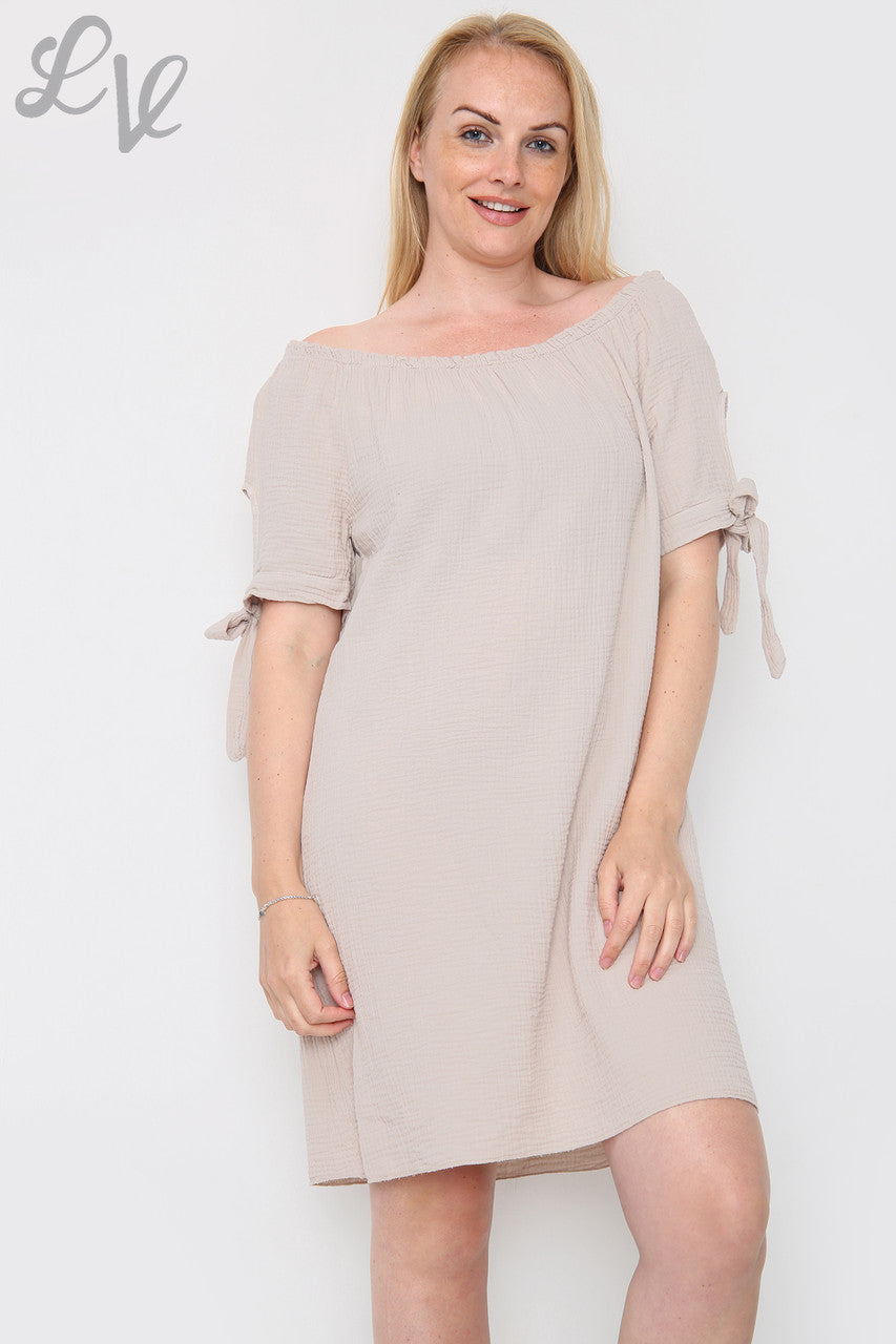 Dames Effen Gypsy Jurk Steenkleurig