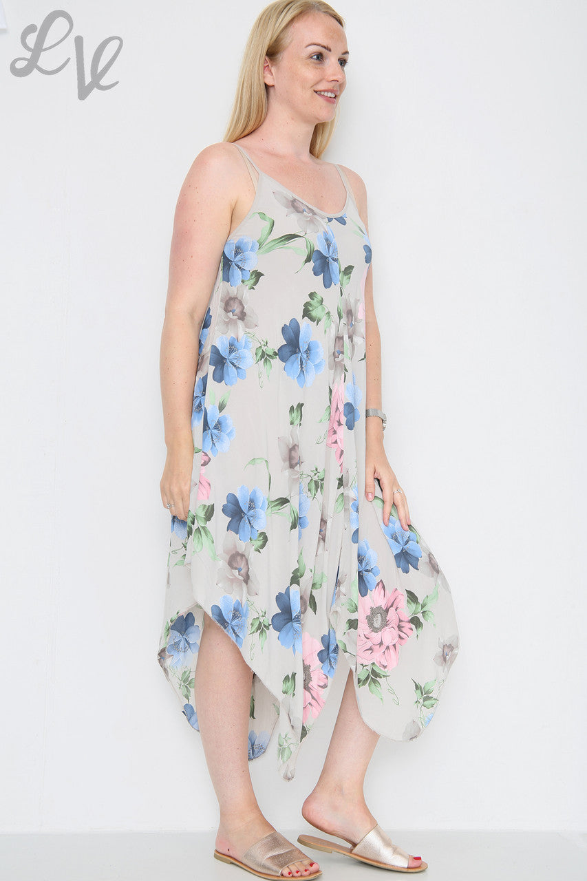 Ladies Flower Print Strappy Dress Stone Unit Price £8.99