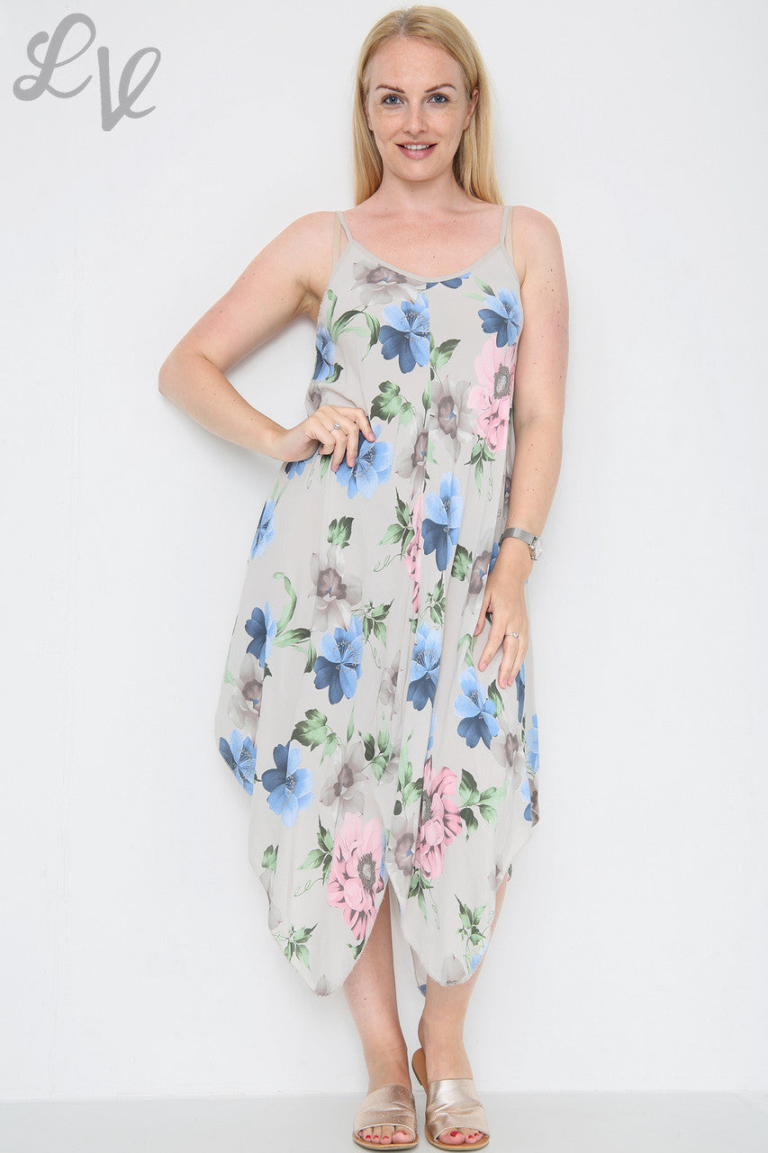Ladies Flower Print Strappy Dress Stone Unit Price £8.99