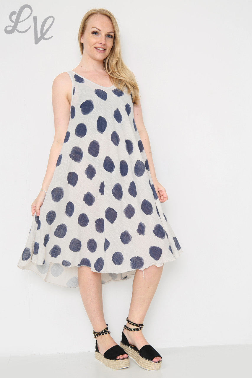 Ladies Spotty Swing Dress Stone Unit Price £11.99