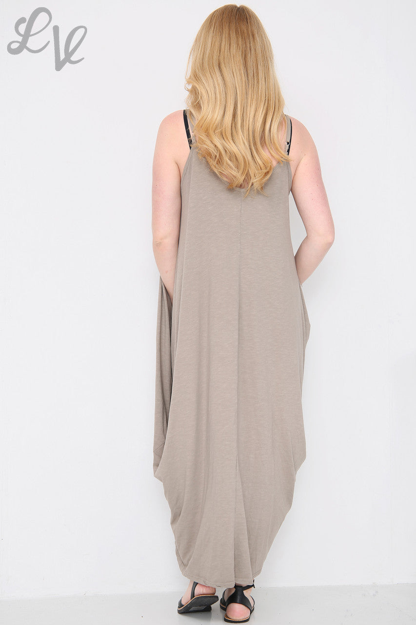 Dames Strappy Balloondress Taupe Prijs per eenheid €10.99