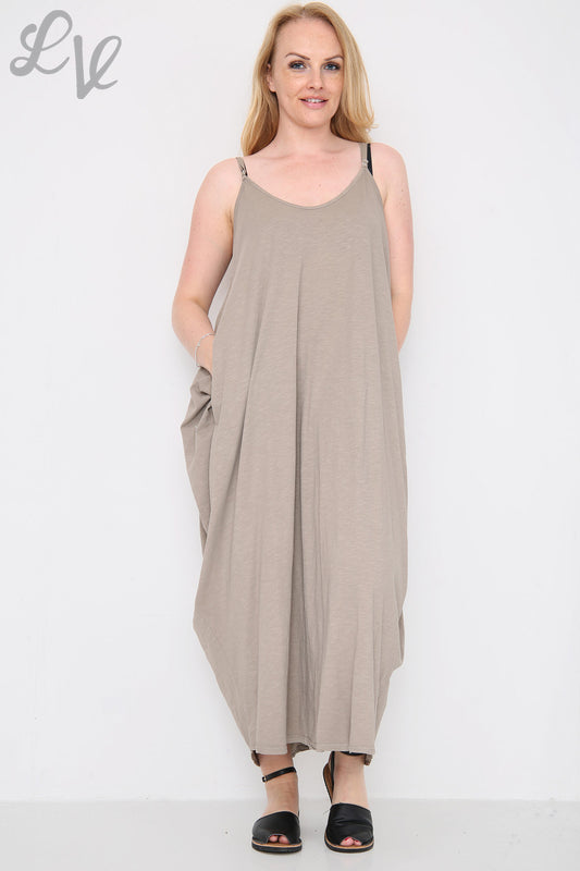 Dames Strappy Balloondress Taupe Prijs per eenheid €10.99