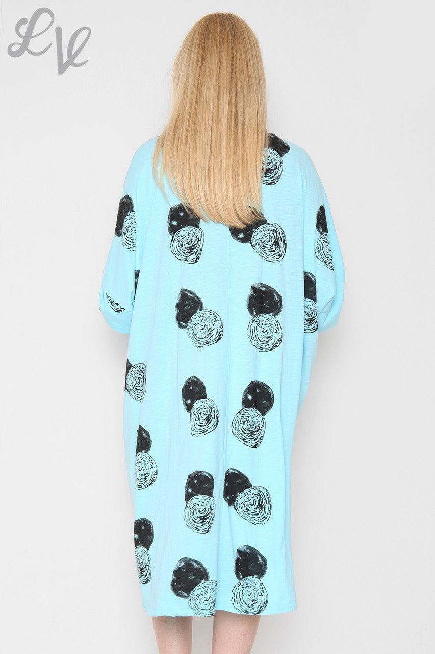 Ladies Circle Print Jurk Turkoois Prijs per stuk €10,99