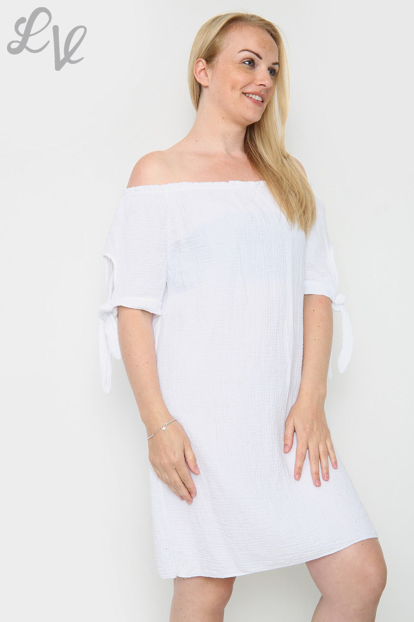 Ladies Plain Gypsy Dress White