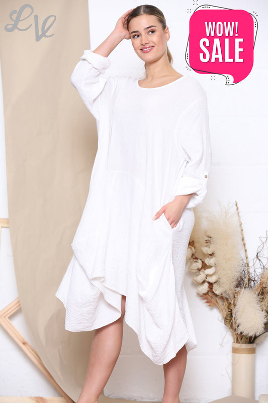 Dames Relaxed Draped Tuniek Top Wit