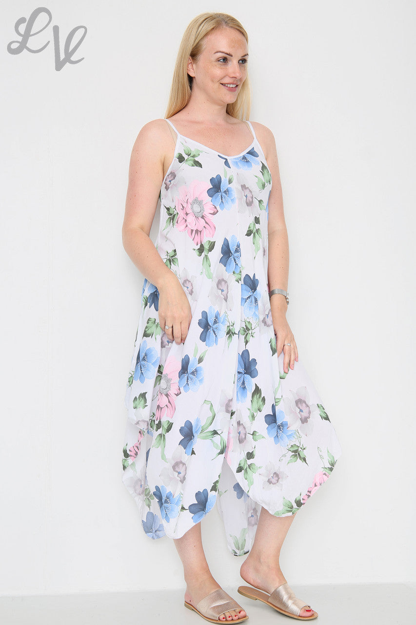 Dames strappy jurk met bloemenprint Wit Stukprijs € 8,99