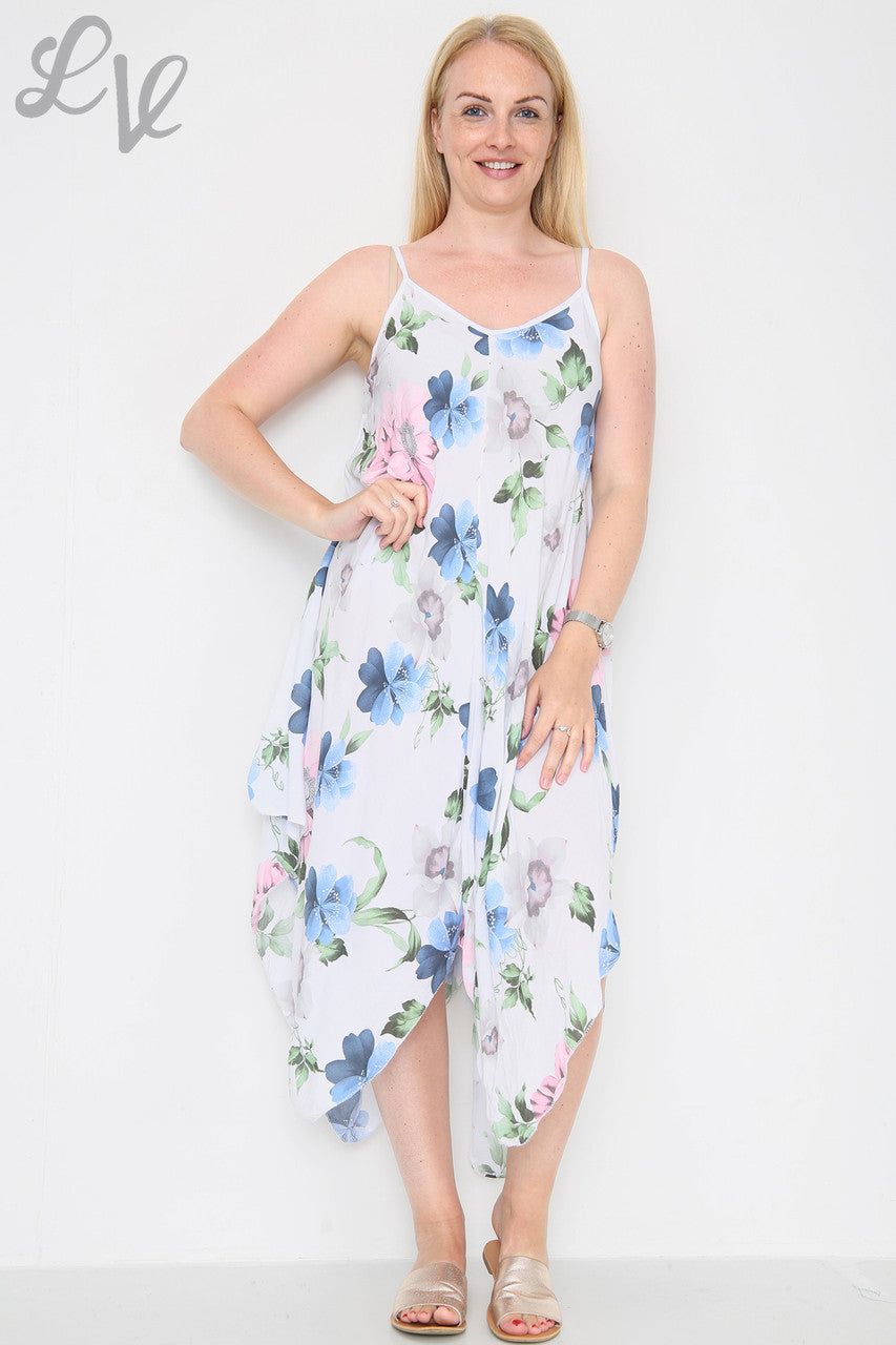 Dames strappy jurk met bloemenprint Wit Stukprijs € 8,99