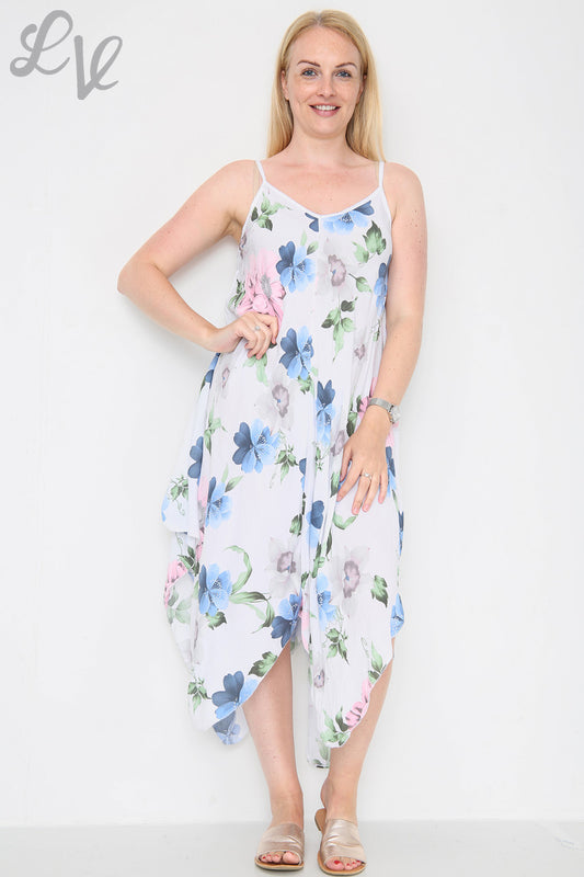 Dames strappy jurk met bloemenprint Wit Stukprijs € 8,99