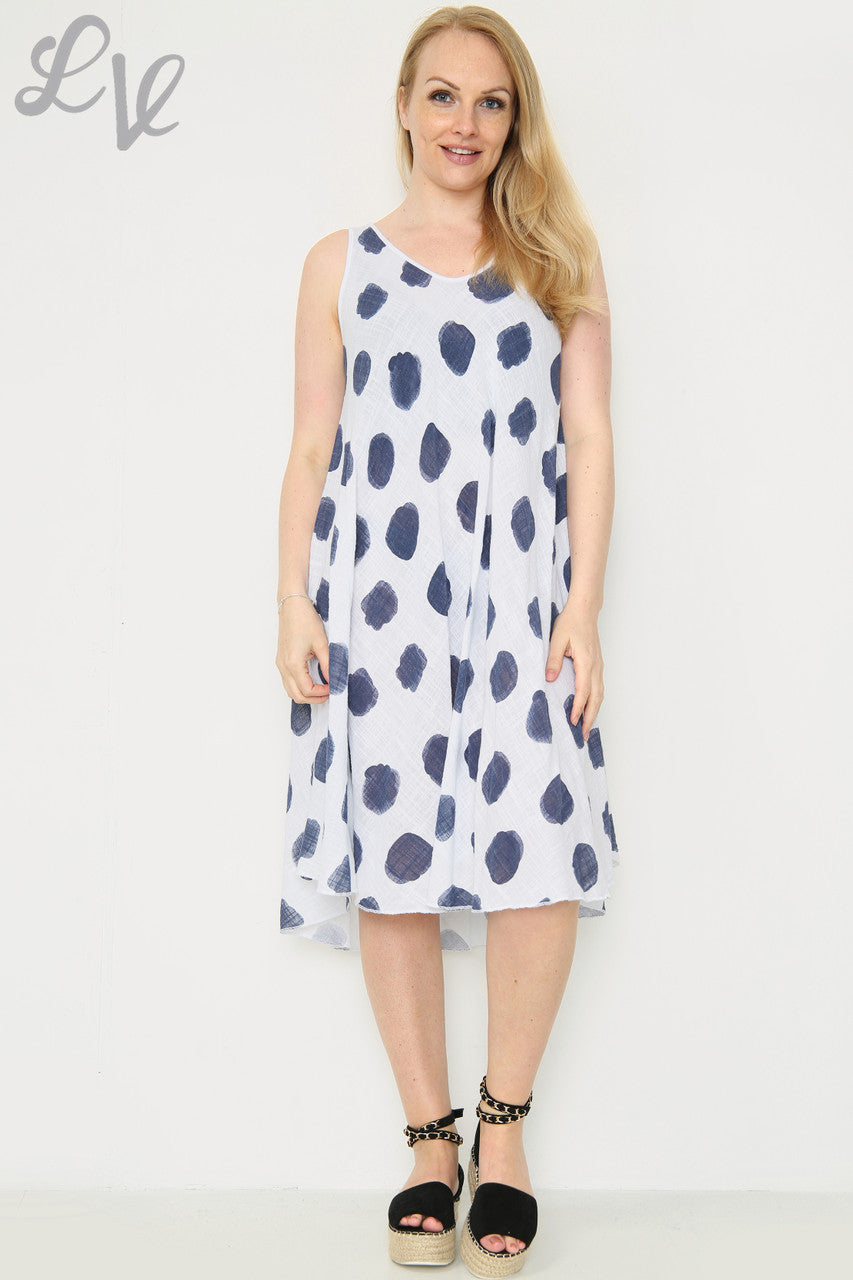Ladies Spotty Swing Dress White Unit Price £11.99
