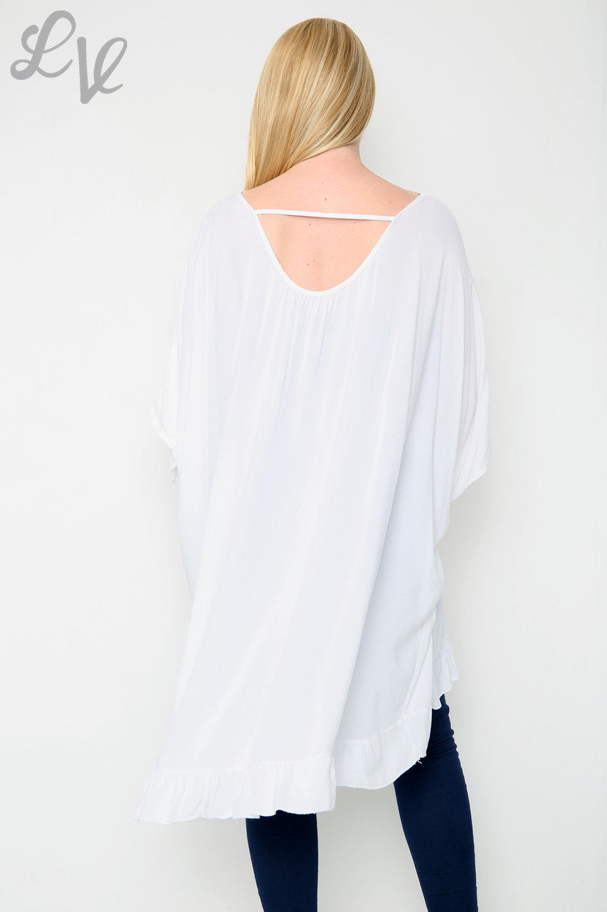 Dames Effen Wijdvallende Top Wit Prijs WAS €10,99 NU €7,99