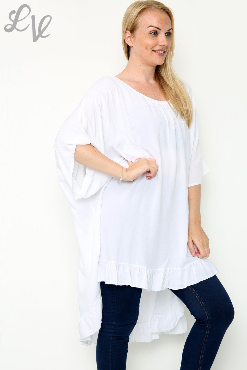 Dames Effen Wijdvallende Top Wit Prijs WAS €10,99 NU €7,99