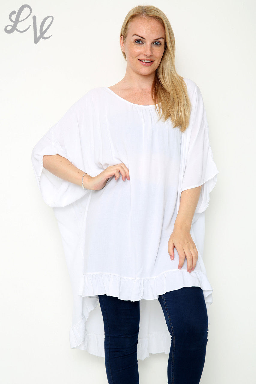 Dames Effen Wijdvallende Top Wit Prijs WAS €10,99 NU €7,99