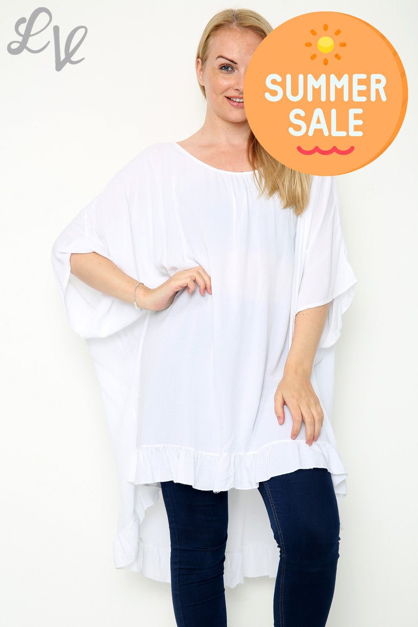 Dames Effen Wijdvallende Top Wit Prijs WAS €10,99 NU €7,99