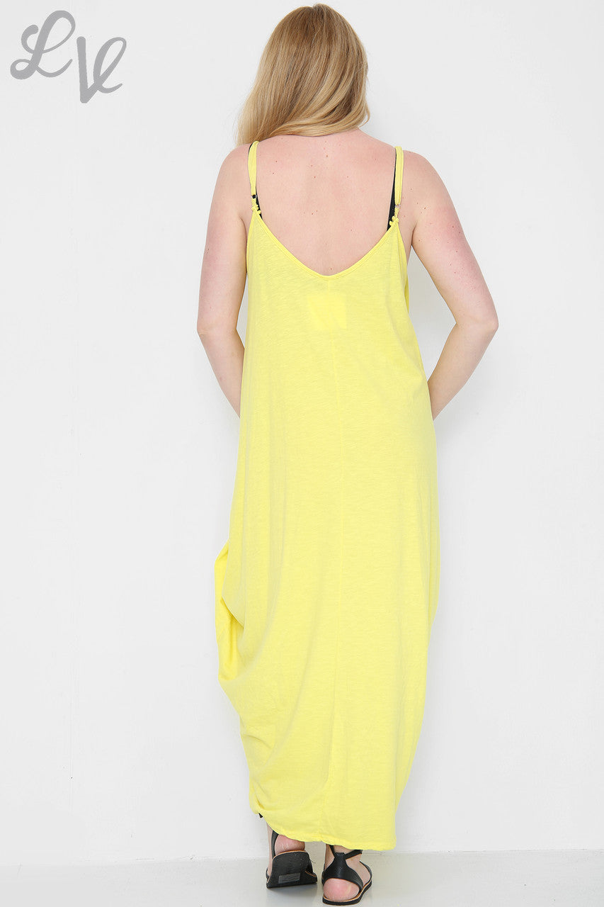 Ladies Strappy Balloon Dress Yellow Unit Price £10.99