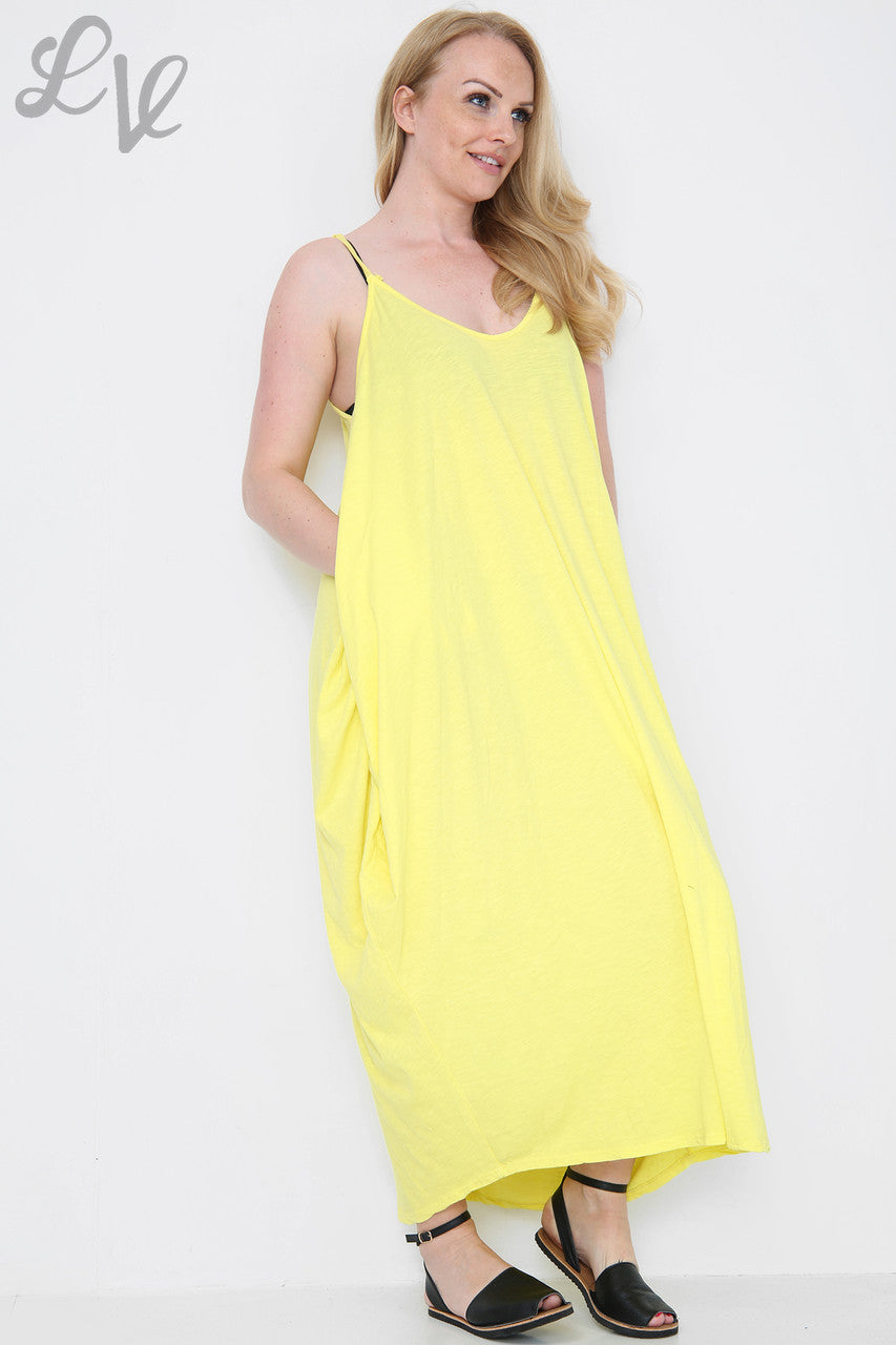 Ladies Strappy Balloon Dress Yellow Unit Price £10.99
