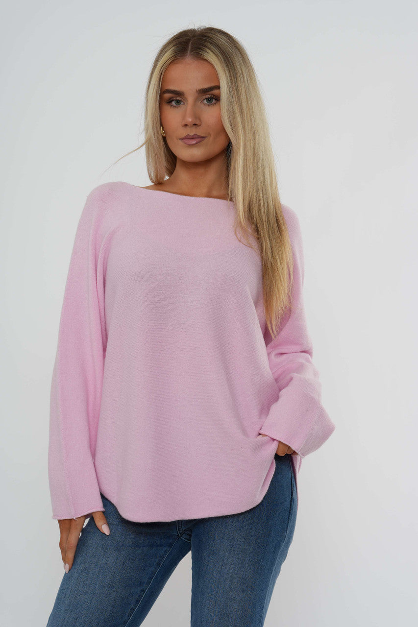 Gebreide top met lange mouwen - Babyroze