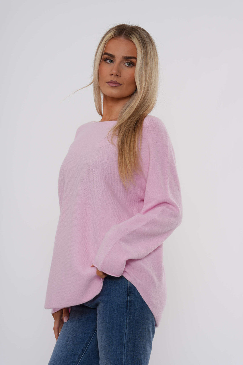 Gebreide top met lange mouwen - Babyroze