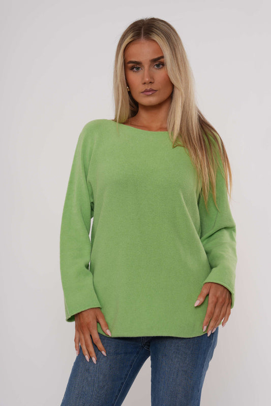 Gebreide top met lange mouwen - Appelgroen