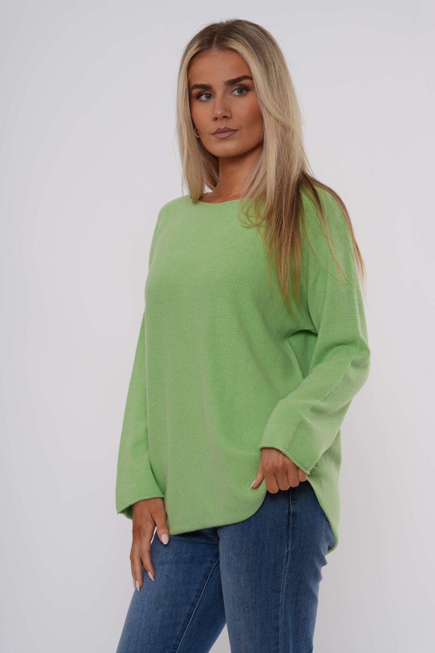 Gebreide top met lange mouwen - Appelgroen