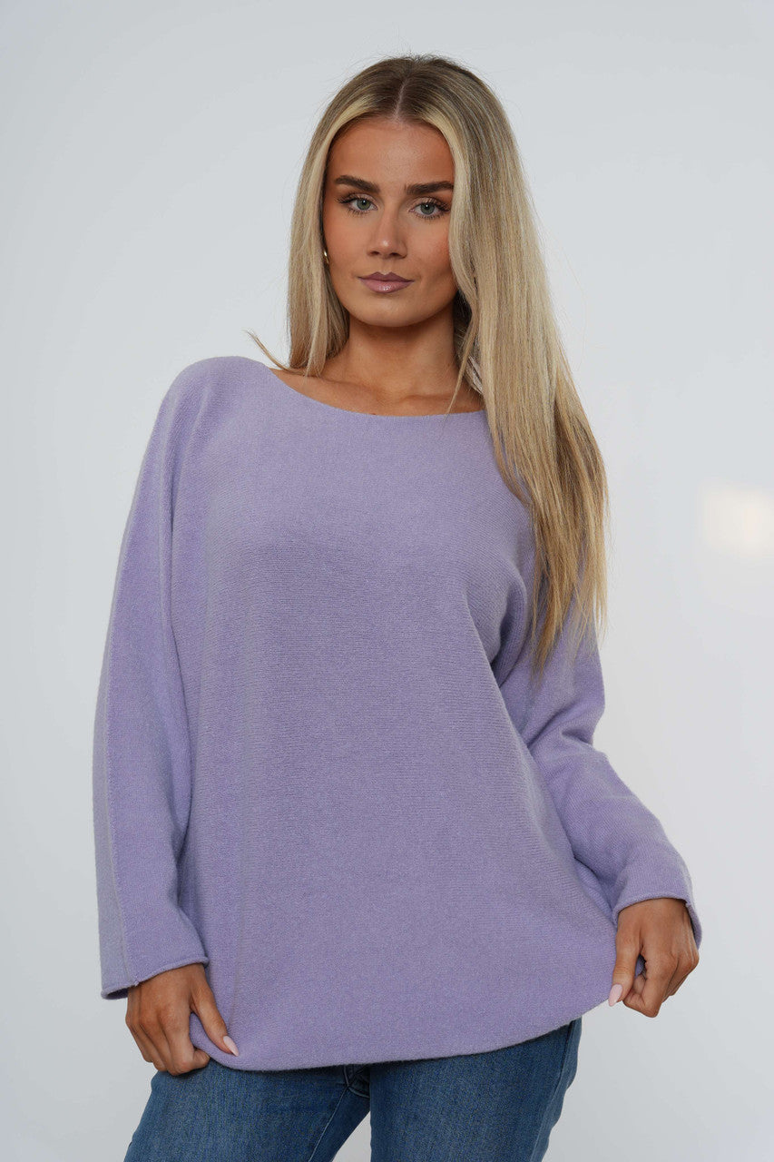 Gebreide top met lange mouwen - Lila