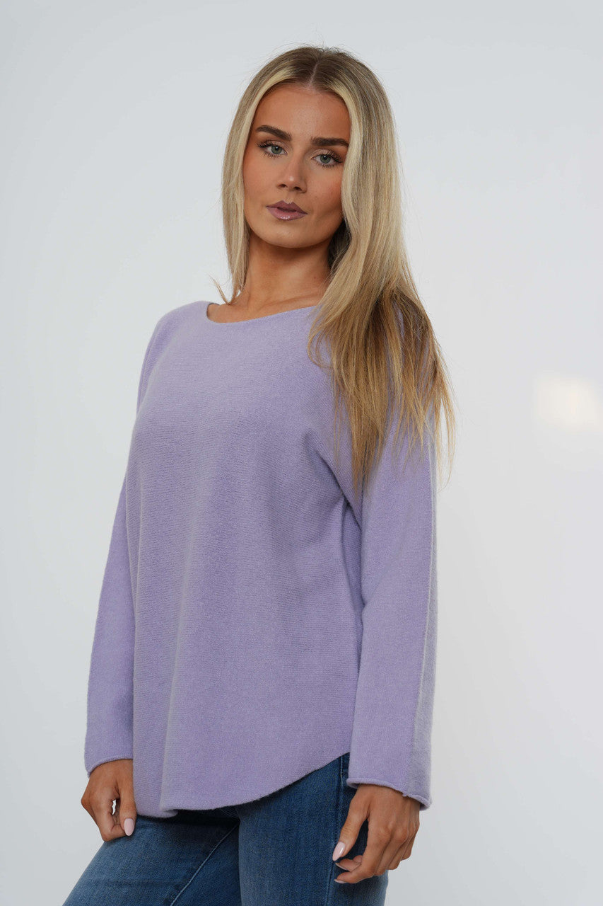 Gebreide top met lange mouwen - Lila