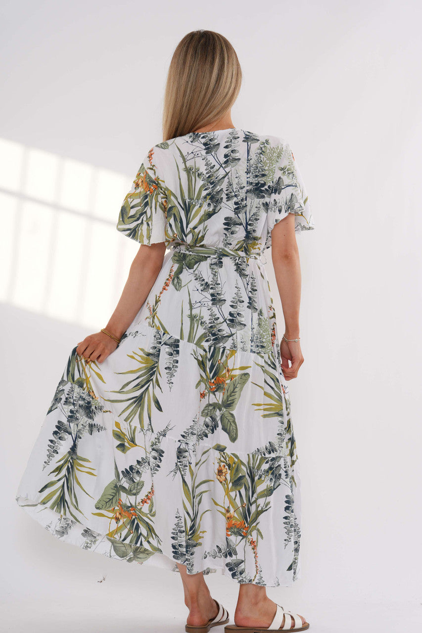 Floral Tiered Maxi Dress – Light Blue