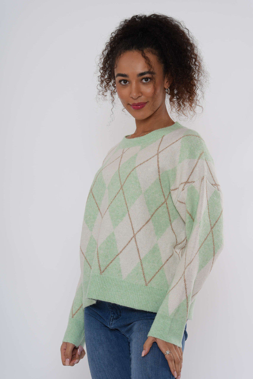 Argylegebreide trui - Groen