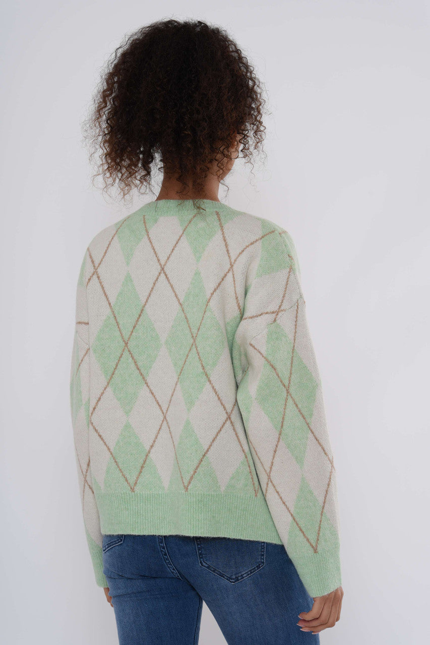 Argylegebreide trui - Groen