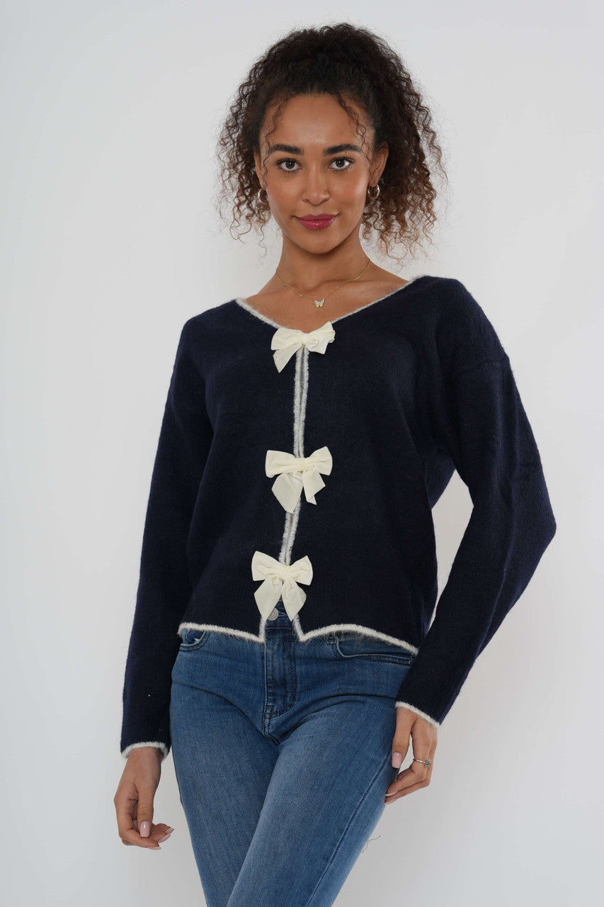 Gebreid vest met boegvoorkant – Zwart