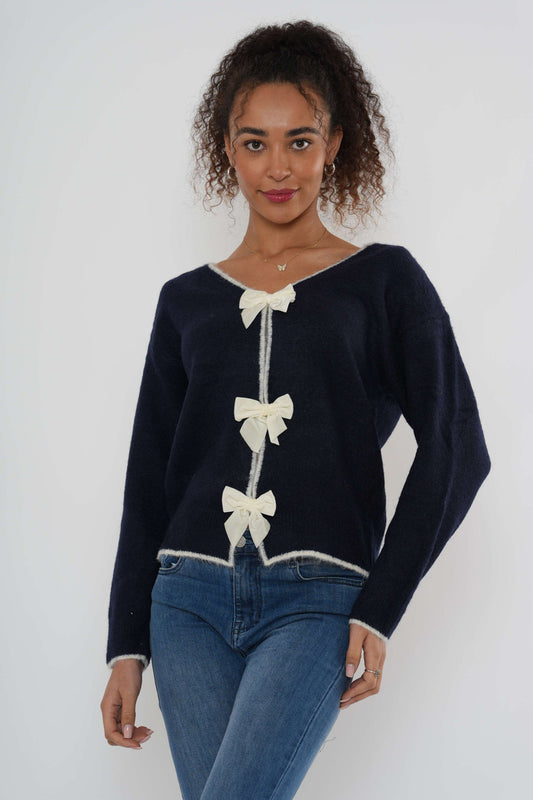 Gebreid vest met boegvoorkant – Zwart