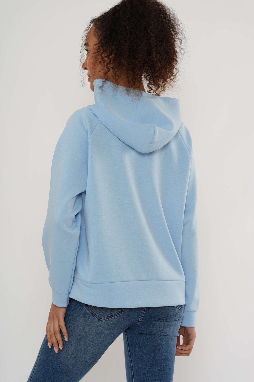 Graphic hoodie met rits – Zachtblauw
