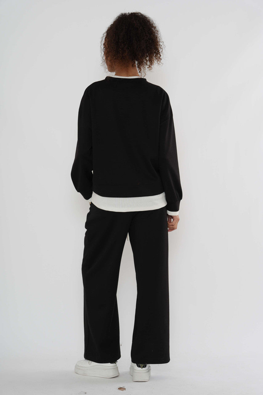 Sweatshirt & joggingbroek-set met logo – Zwart