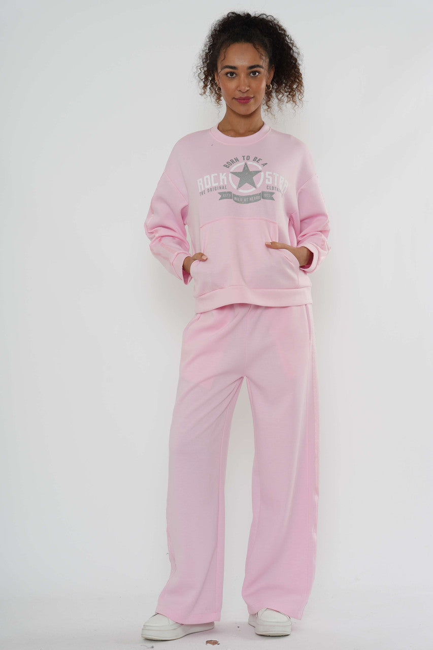 Graphic Lounge Set – Sweatshirt & Wide-Leg Pants - Zachtroze