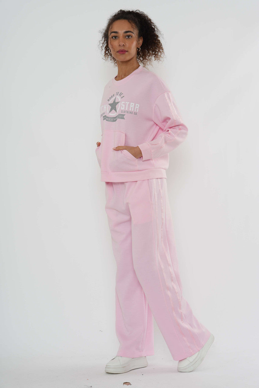 Graphic Lounge Set – Sweatshirt & Wide-Leg Pants - Zachtroze