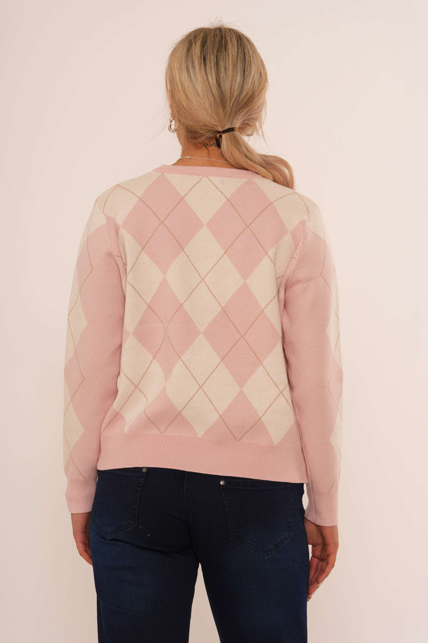 Moderne Argyle Crew - Roze