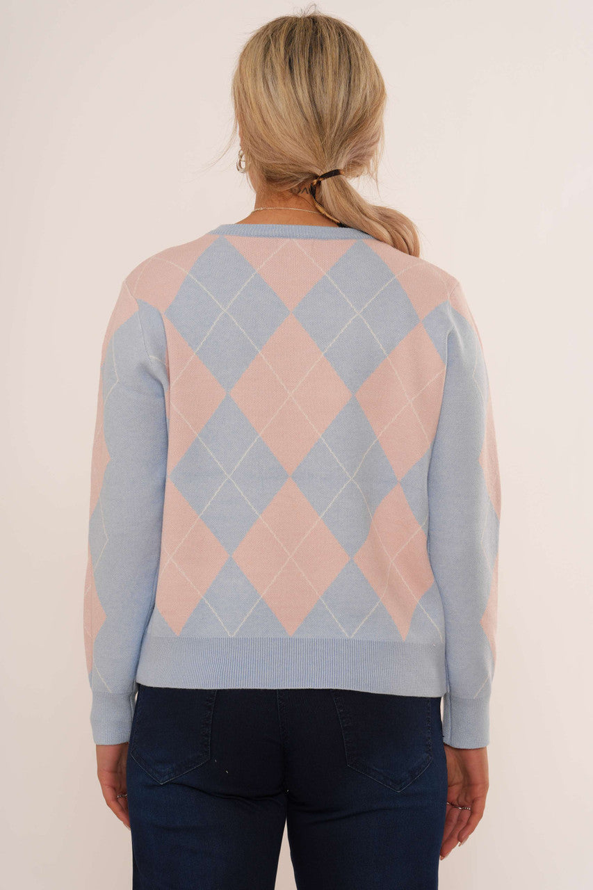 Moderne Argyle Crew - Blauw