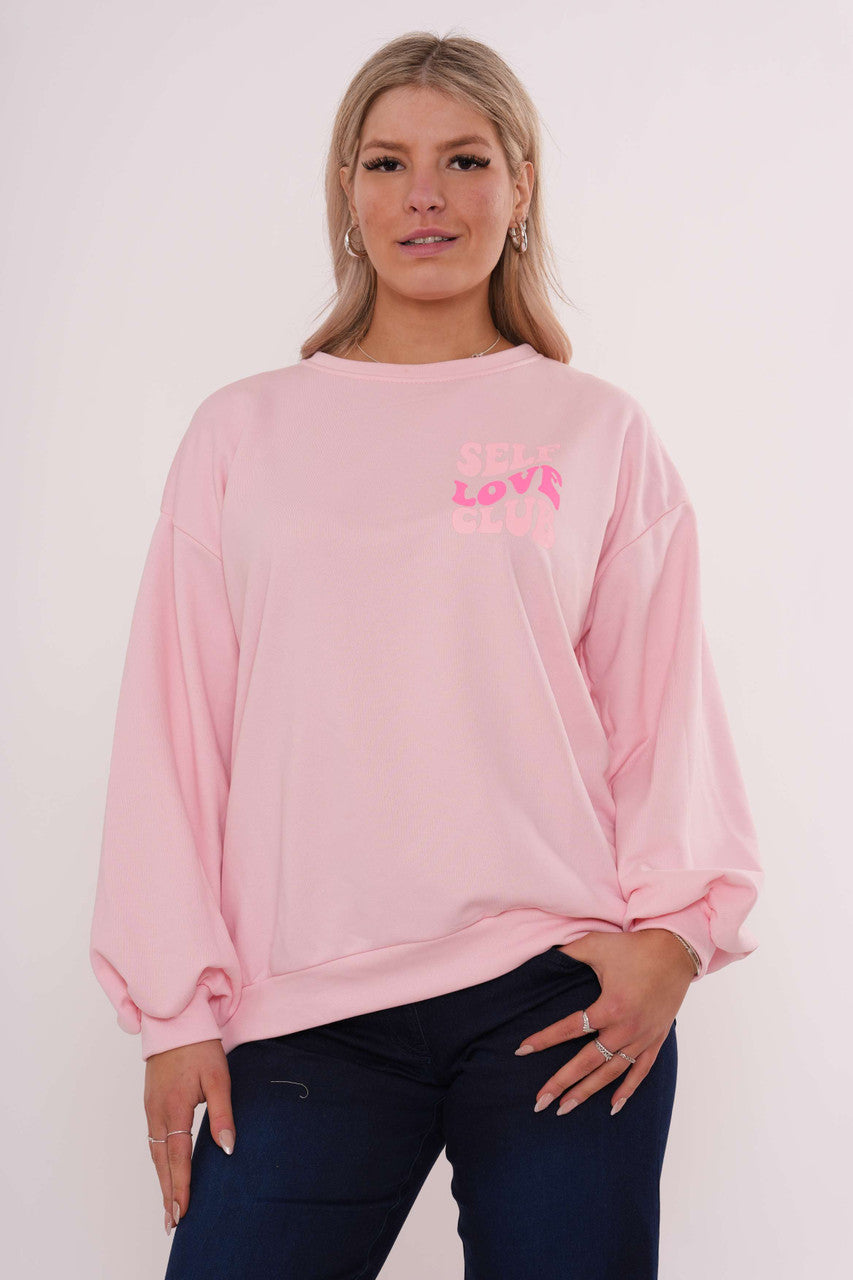 Self Love Club Graphic Sweatshirt - Soft Pink